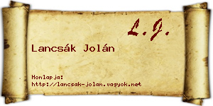 Lancsák Jolán névjegykártya